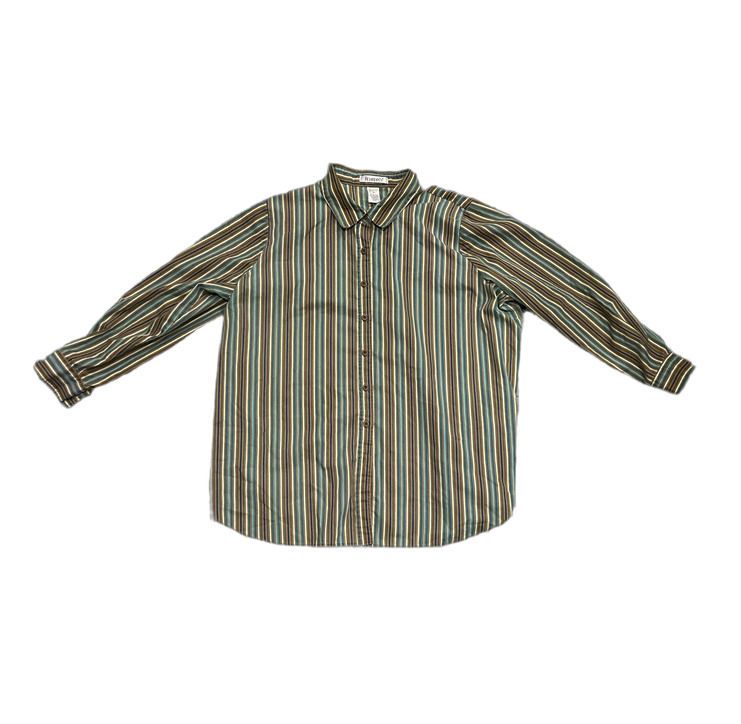 2X Brown & Teal Pinstripe Button Down