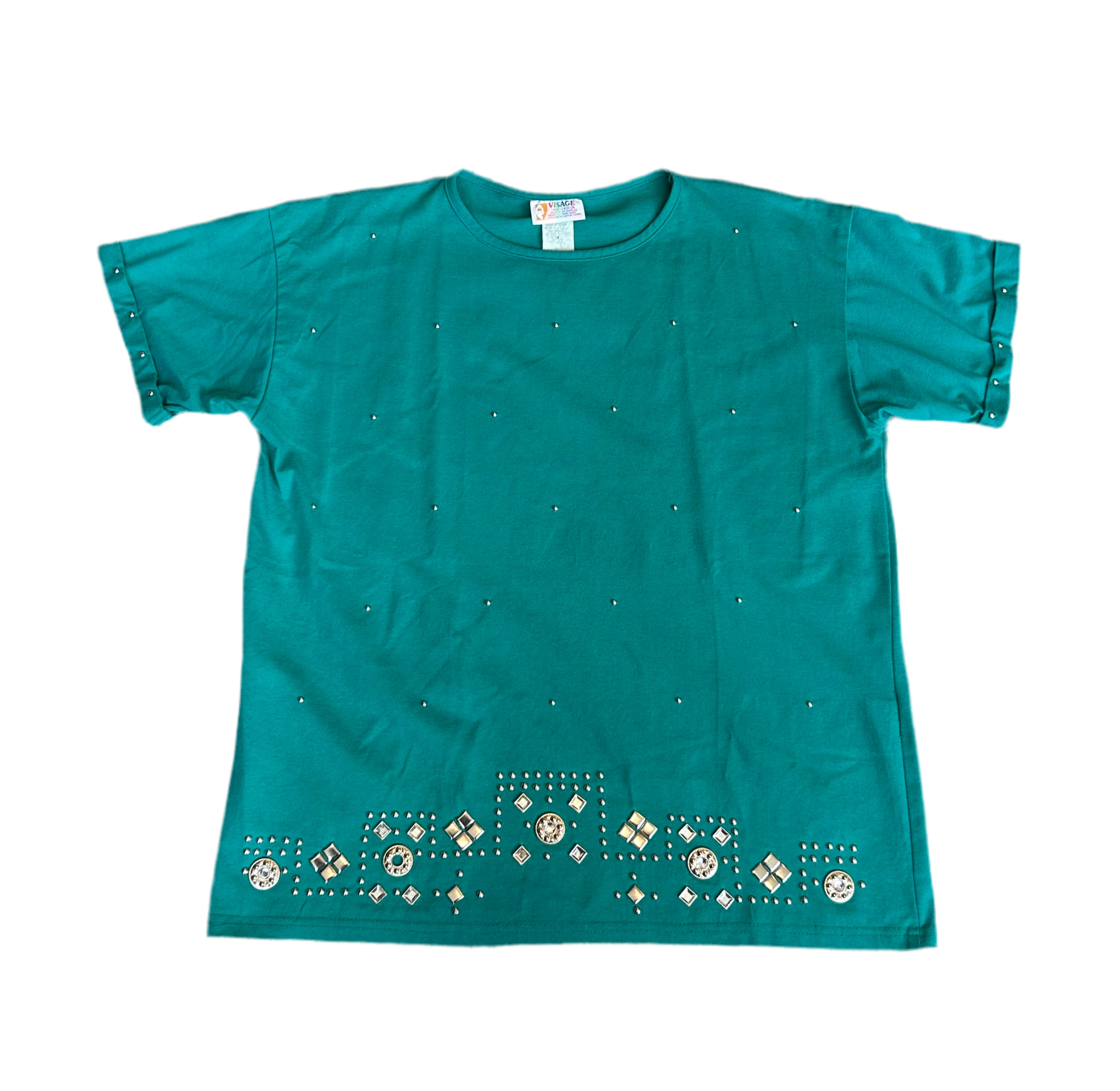 2X Visage Ladies Fashion Teal Beaded Shirt