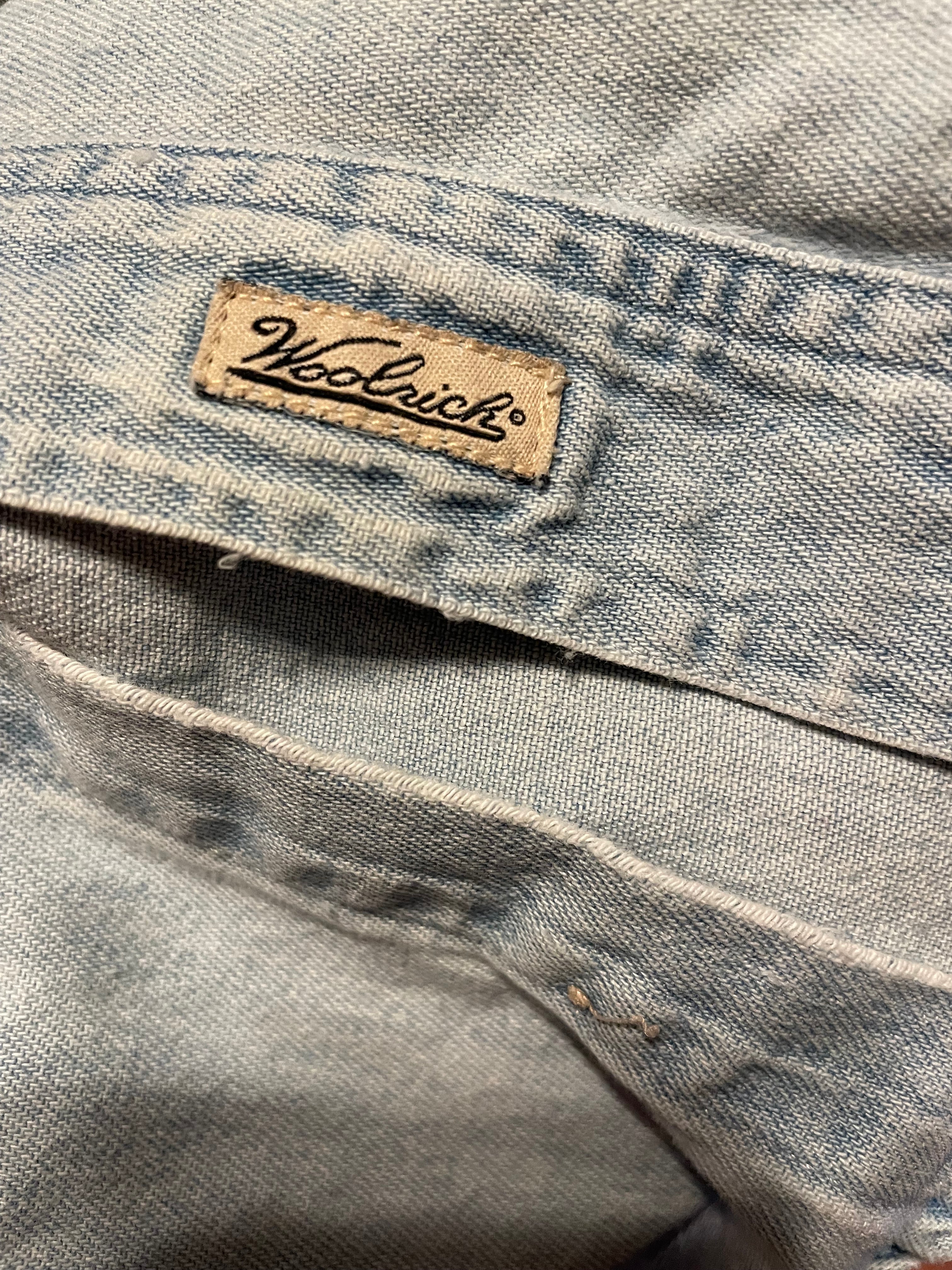 XL Worn Denim Button Up with Contrast Collar