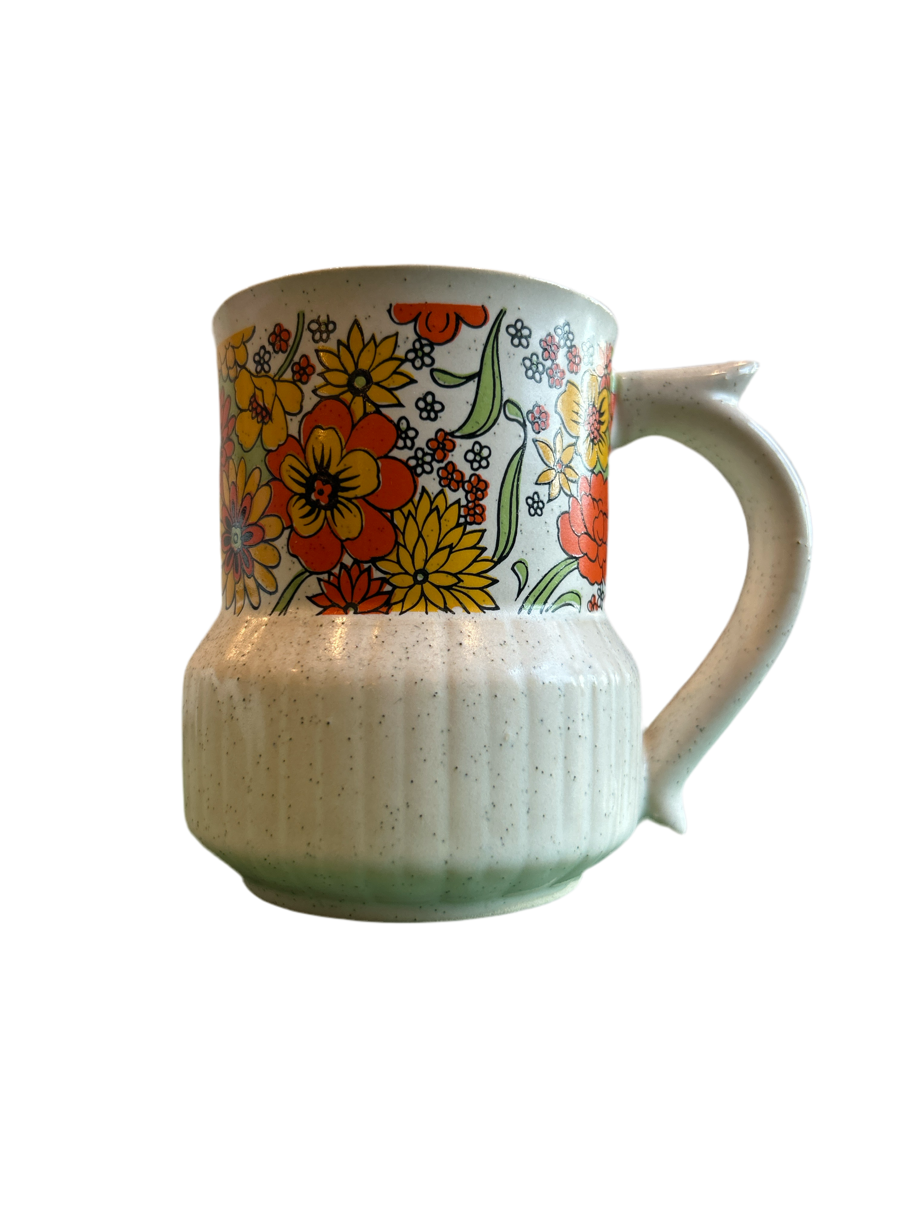 70s Floral Print Ceramic Mug