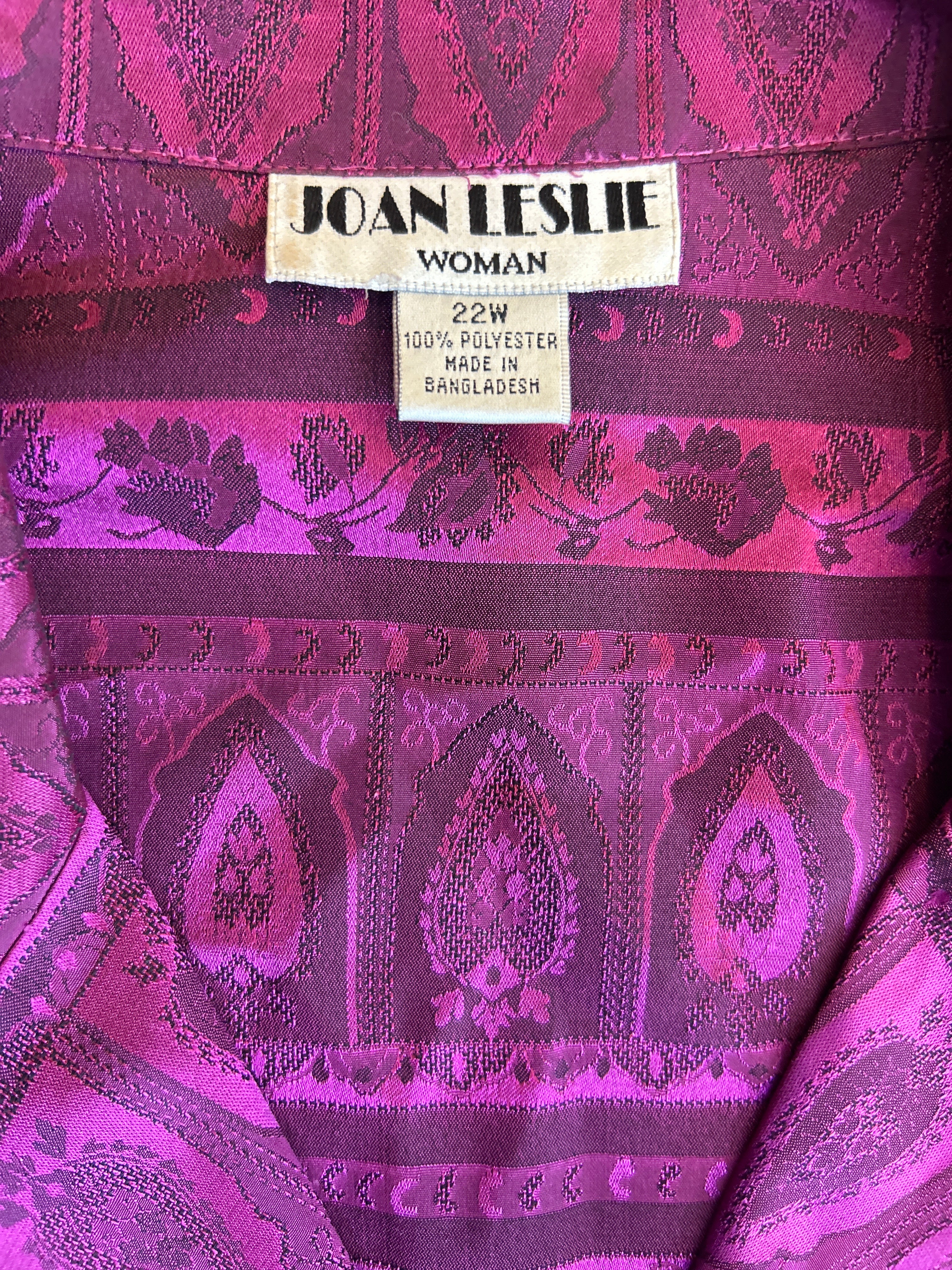 3X Joan Leslie Fuchsia Button Up