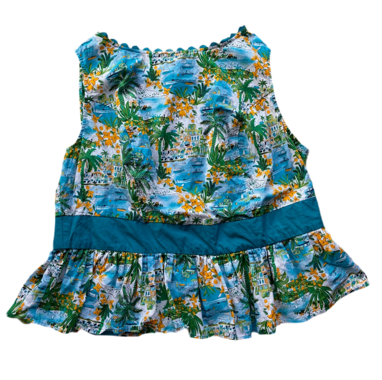 Unique Vintage Vacation Print Peplum Tank