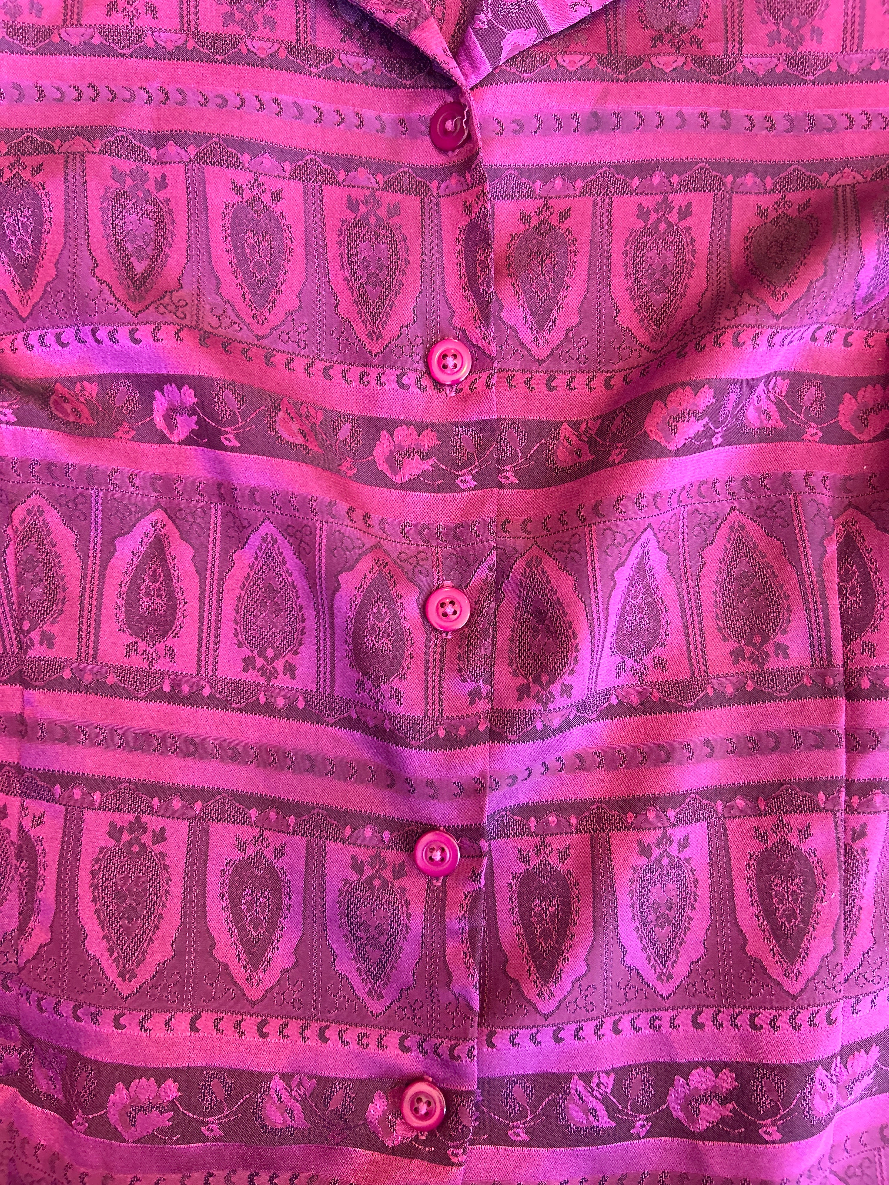 3X Joan Leslie Fuchsia Button Up