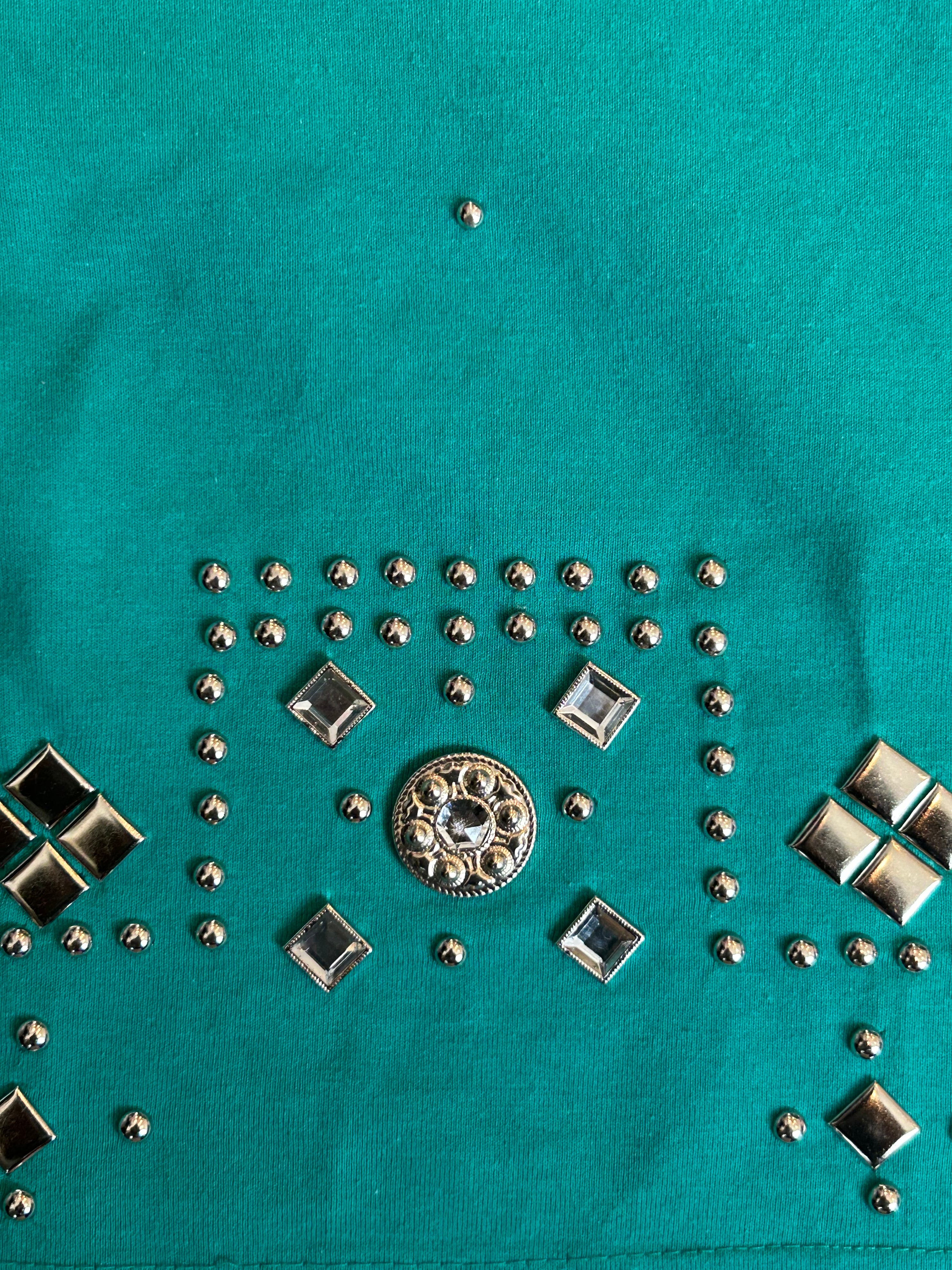 2X Visage Ladies Fashion Teal Beaded Shirt