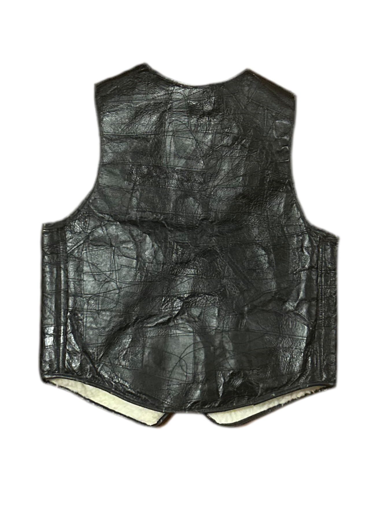 Kids XS Faux Sherpa Lined Leather Patch Vest