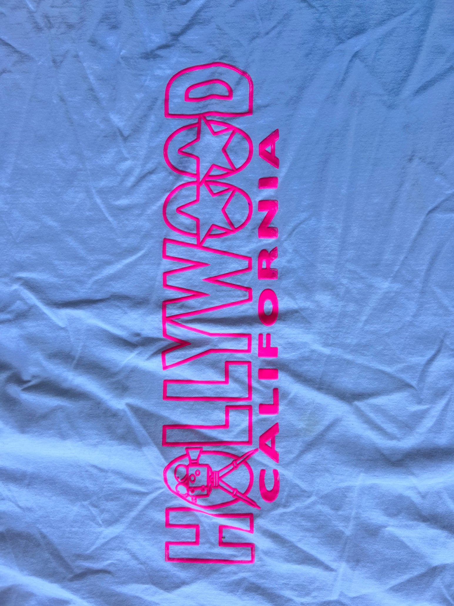 XL Hollywood California Hot Pink Puffy Print T-shirt