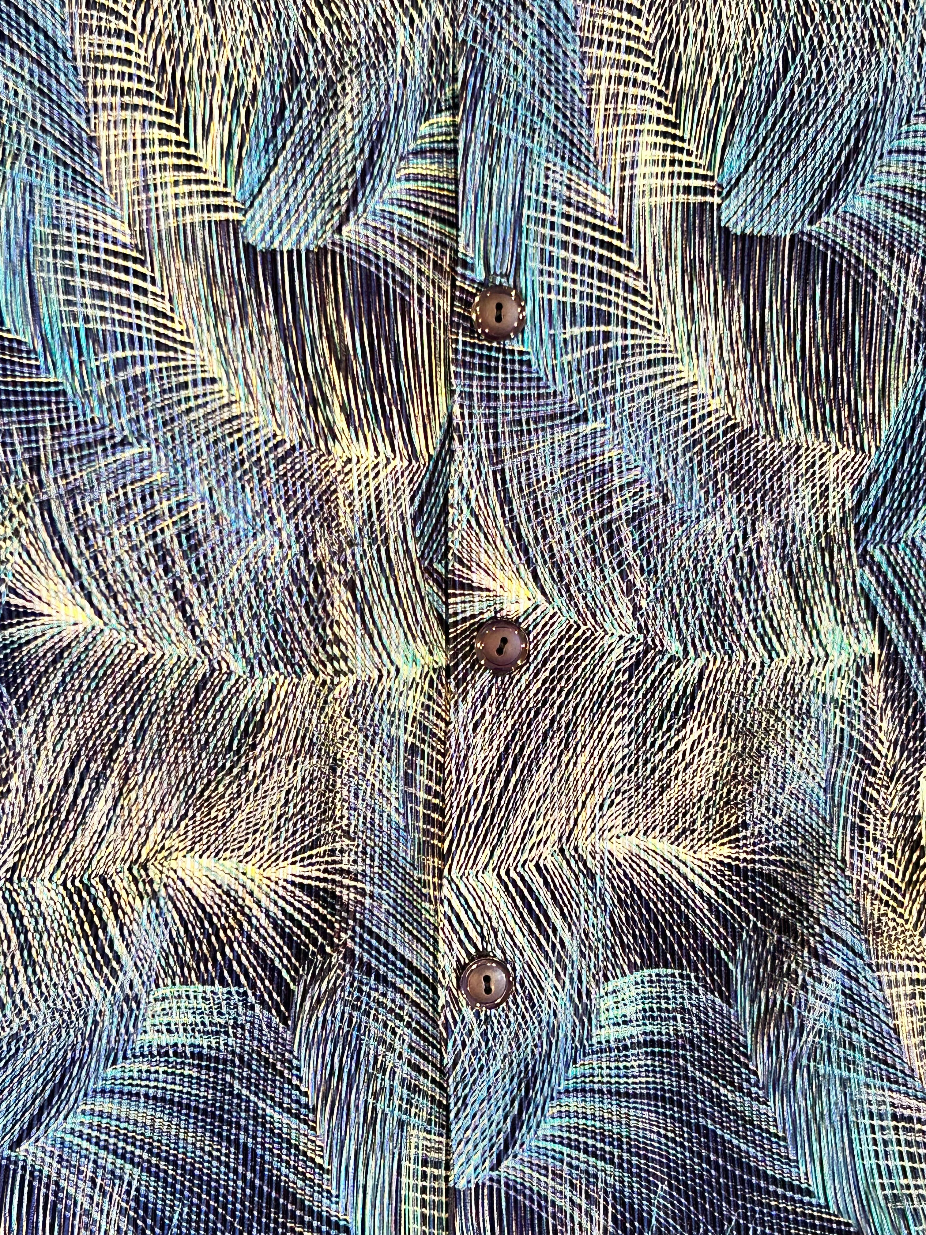 3X Blue Plissé Button Up