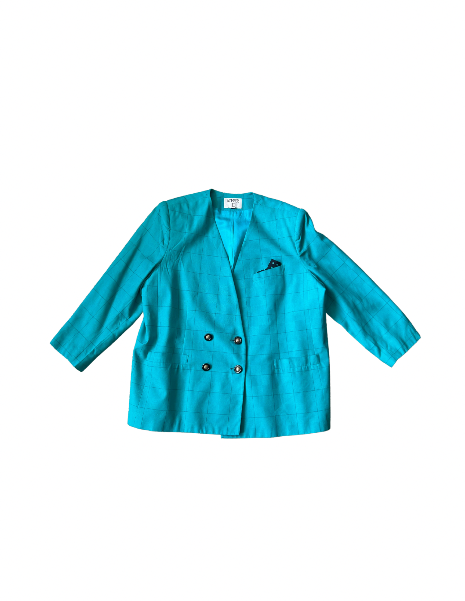 3X Kasper II Teal Double Breasted Blazer