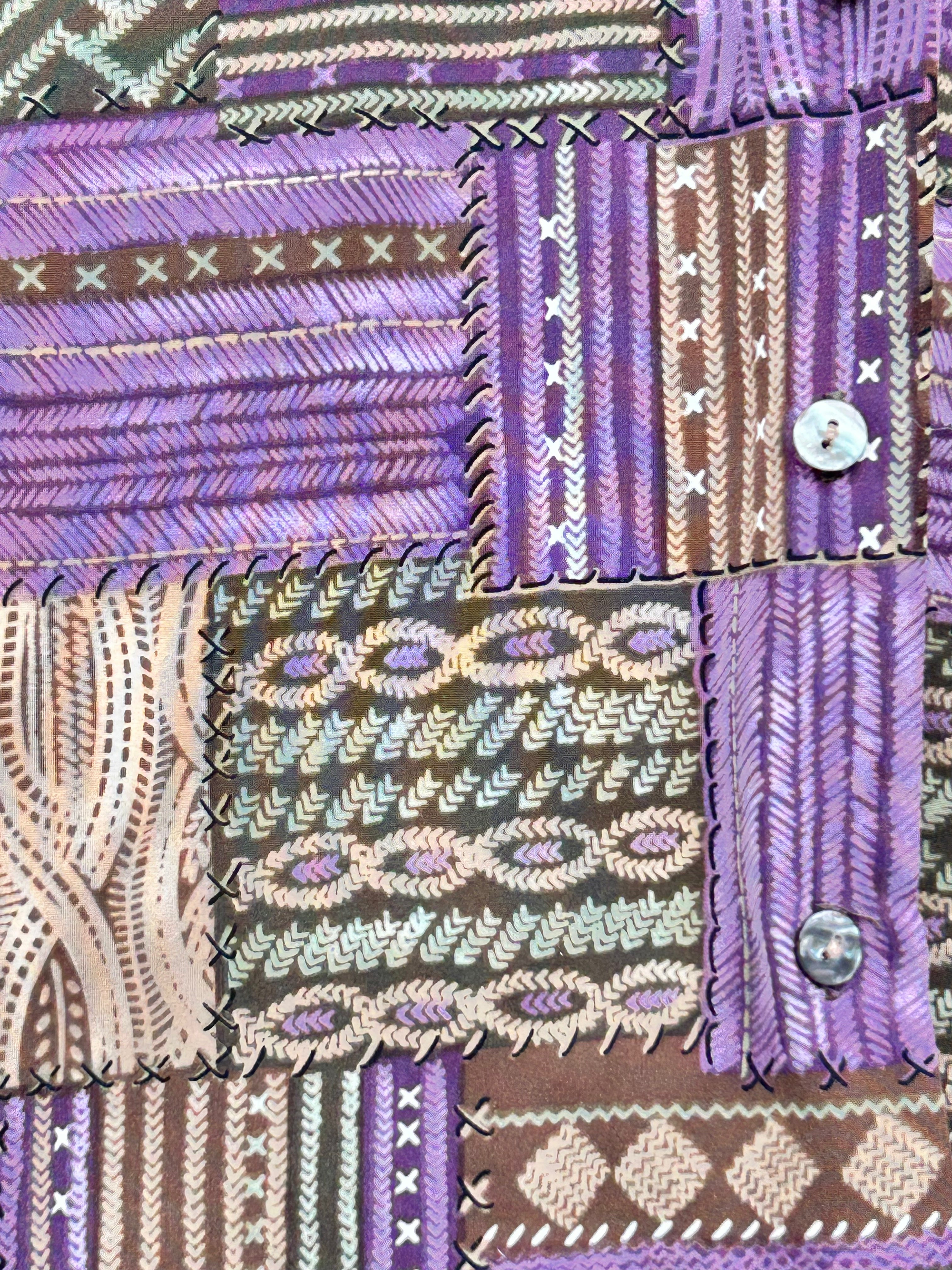 2X Purple Patchwork Blouse