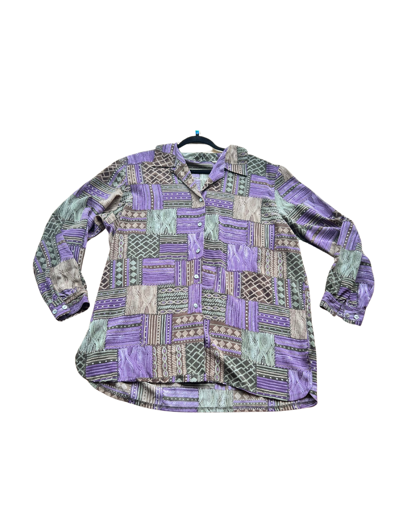 2X Purple Patchwork Blouse
