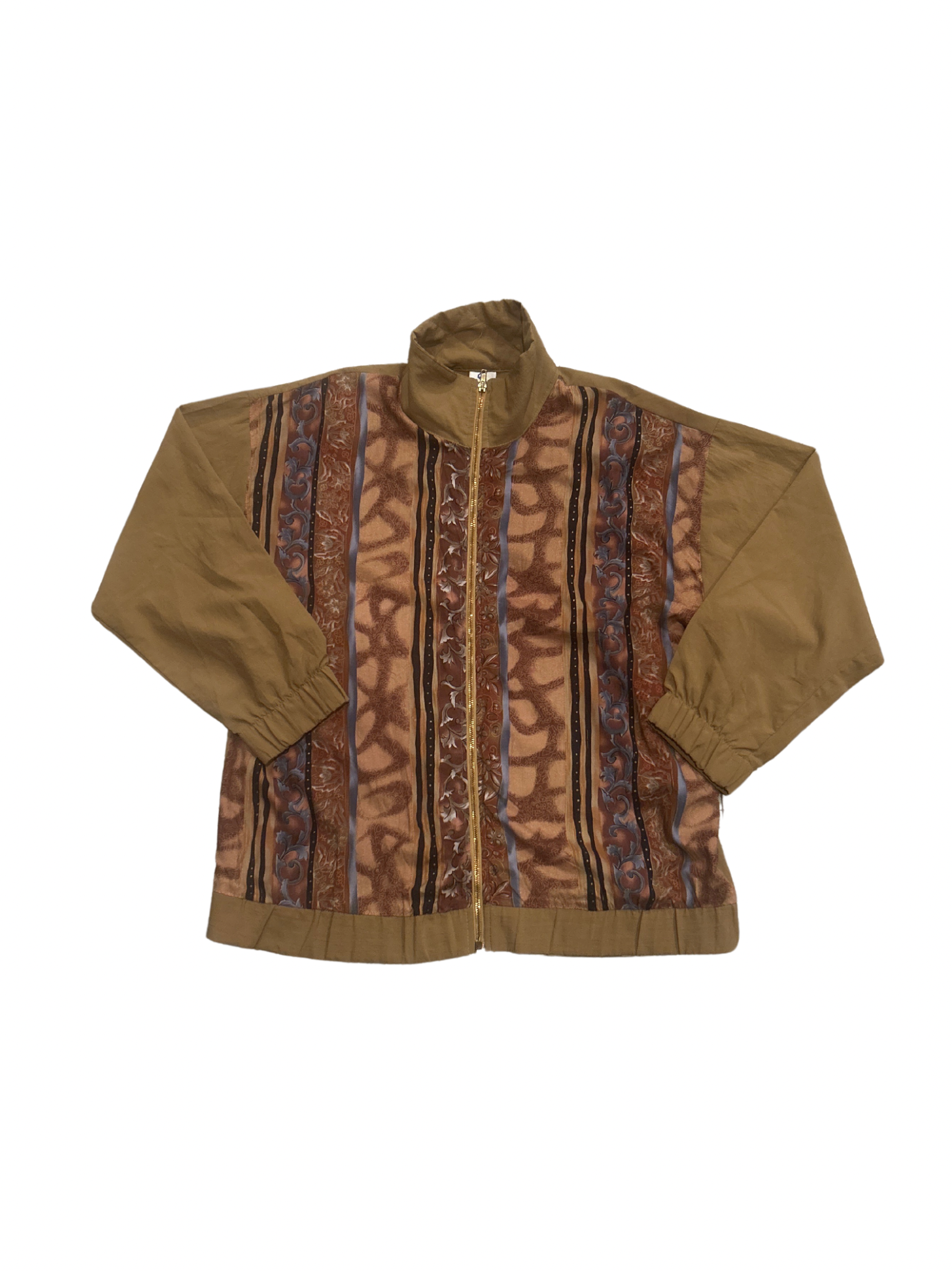 3X Brown Abstract Print Sports Savvy Windbreaker