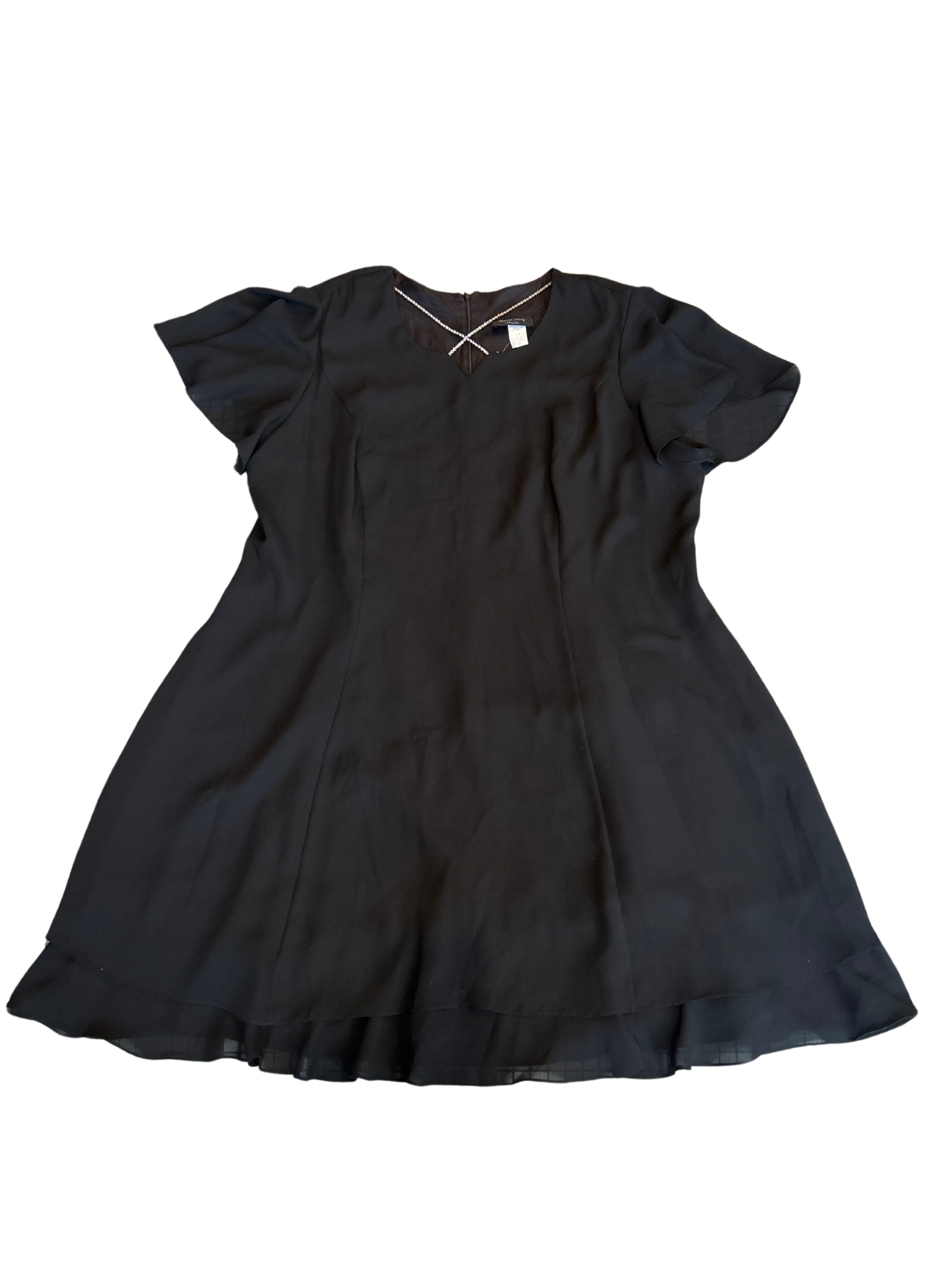 2X/3X David Rose Night Black Dress with Crisscross Rhinestones
