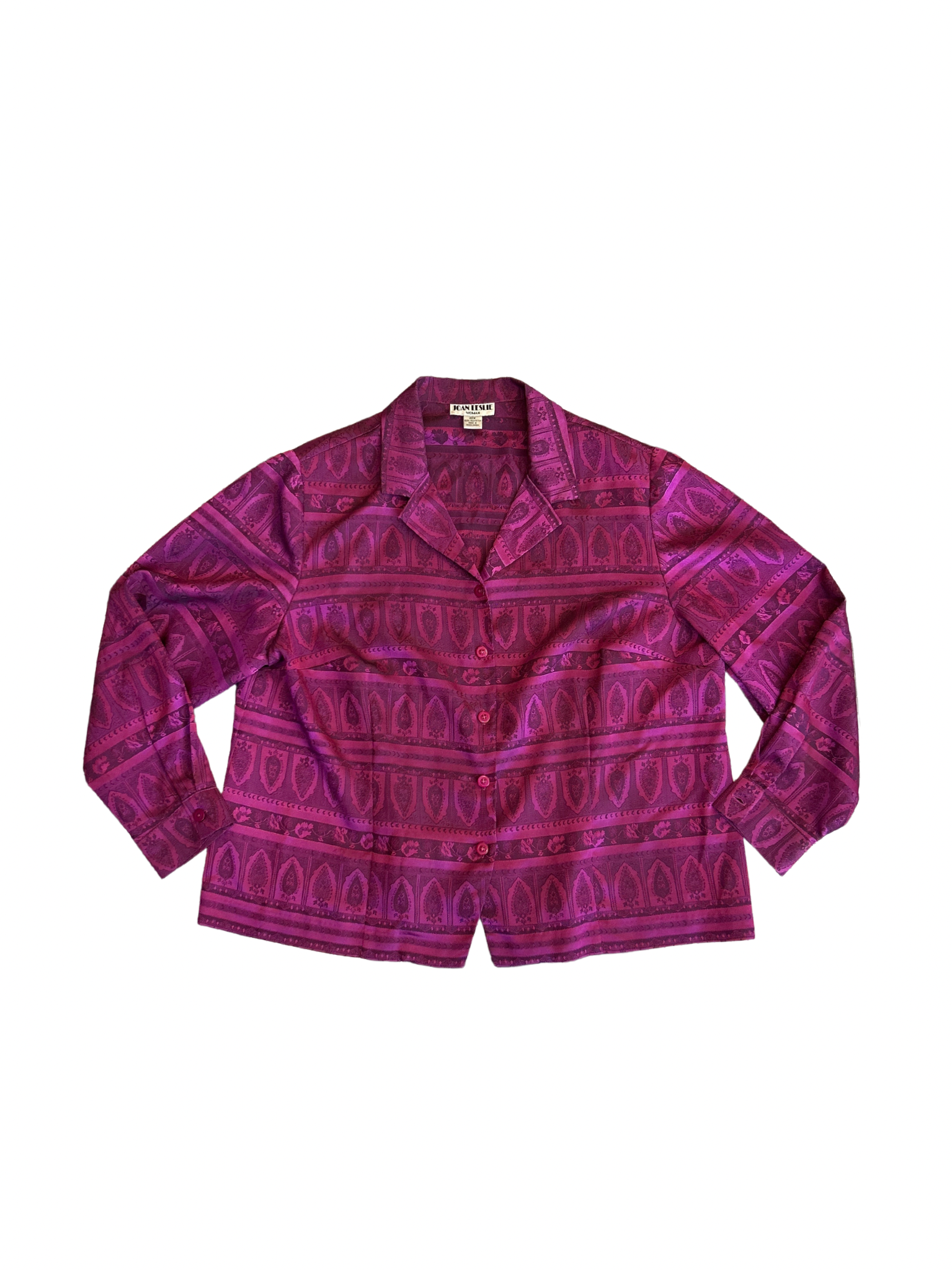 3X Joan Leslie Fuchsia Button Up