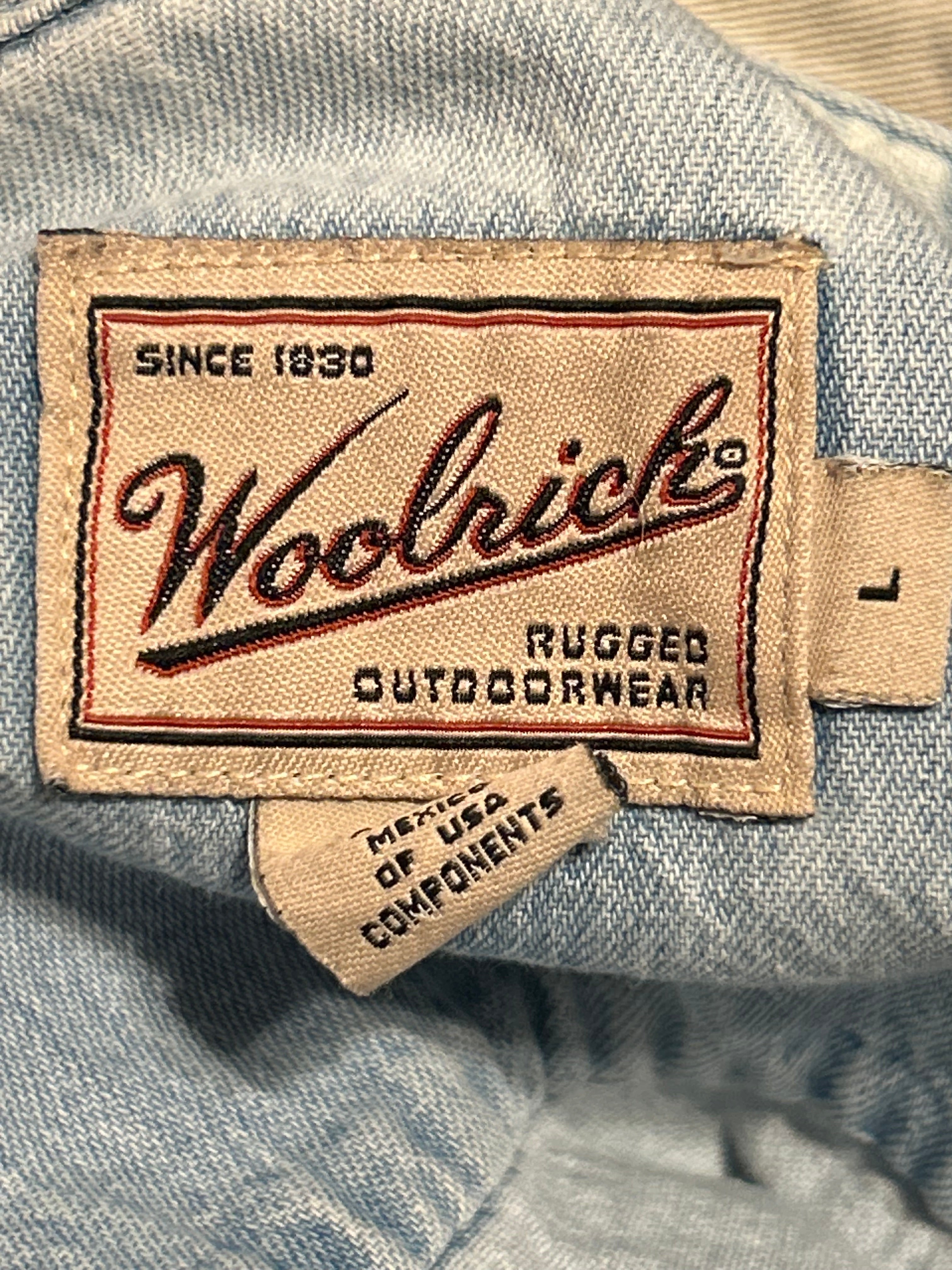 XL Worn Denim Button Up with Contrast Collar