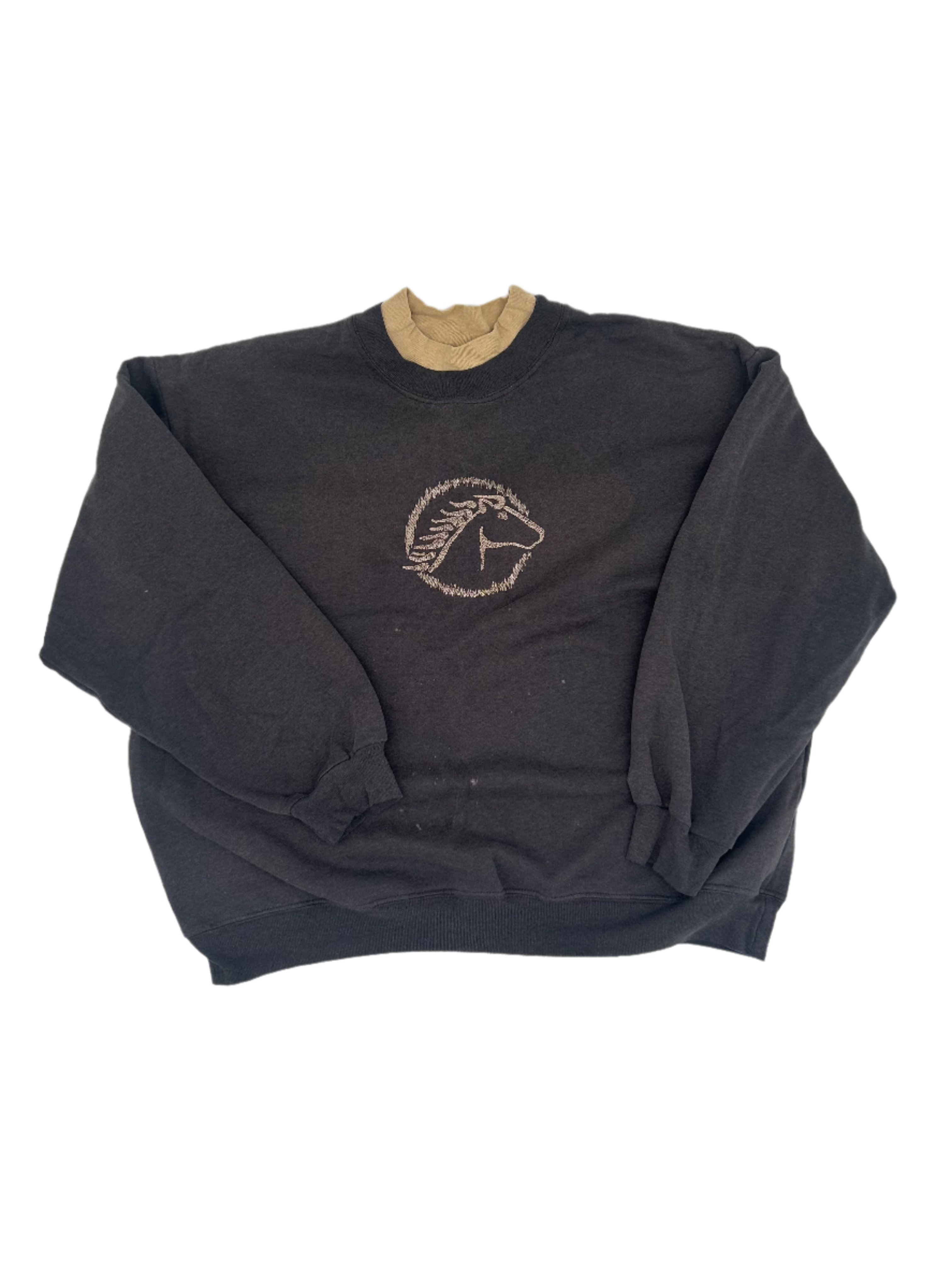 2X Mock Neck Embroidered Horse Sweatshirt