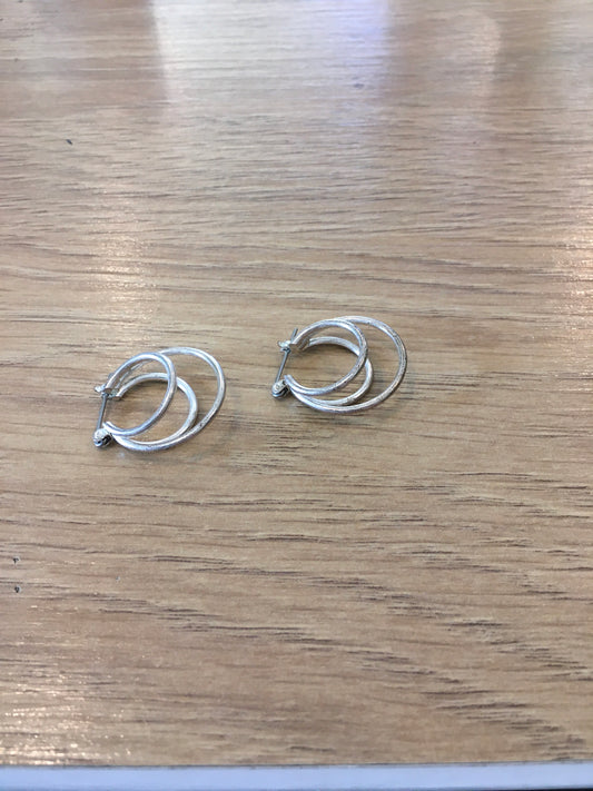 Silver 3 strand hoop earring