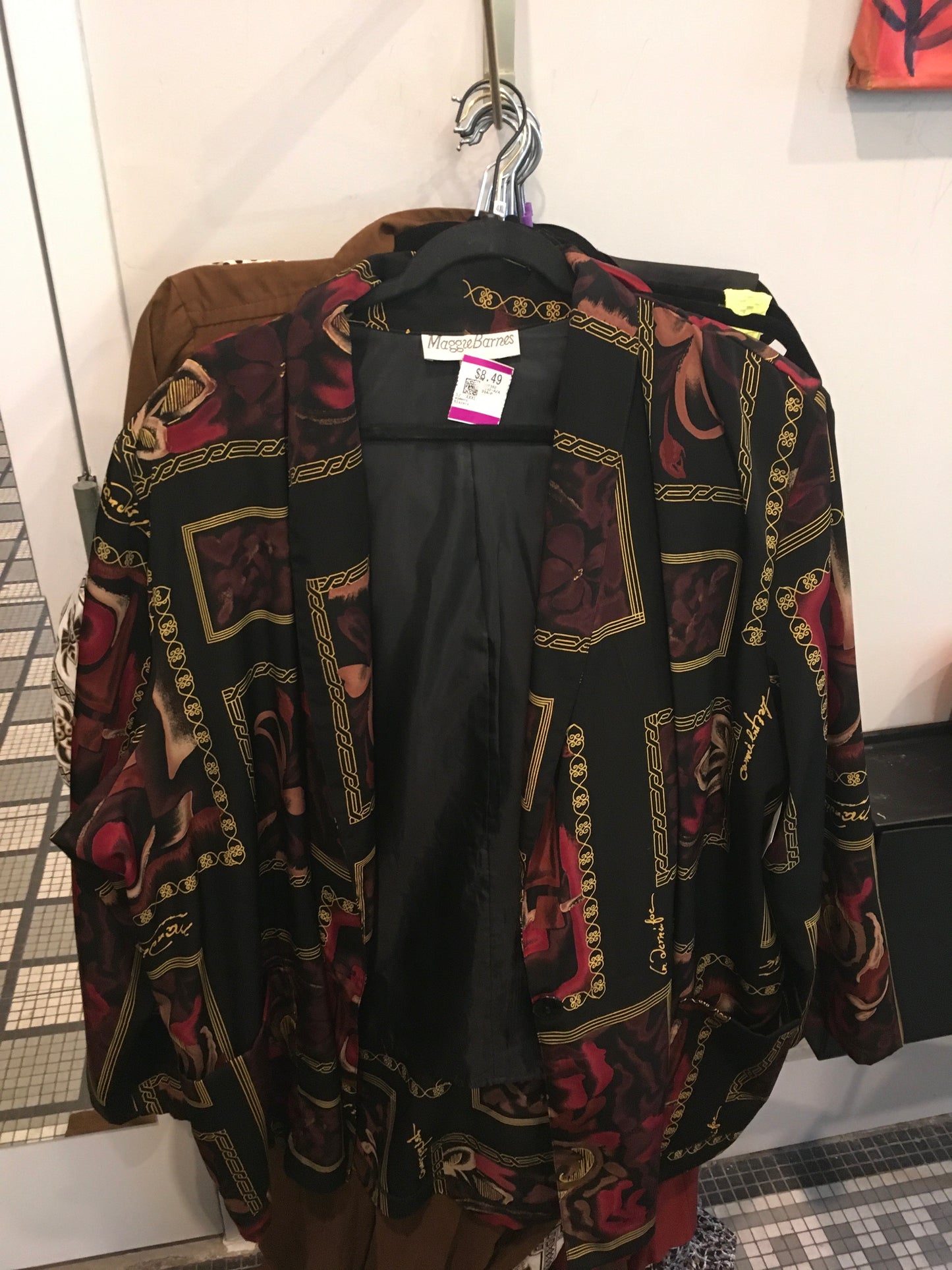 Maggie Barnes Black and Red Abstract Blazer