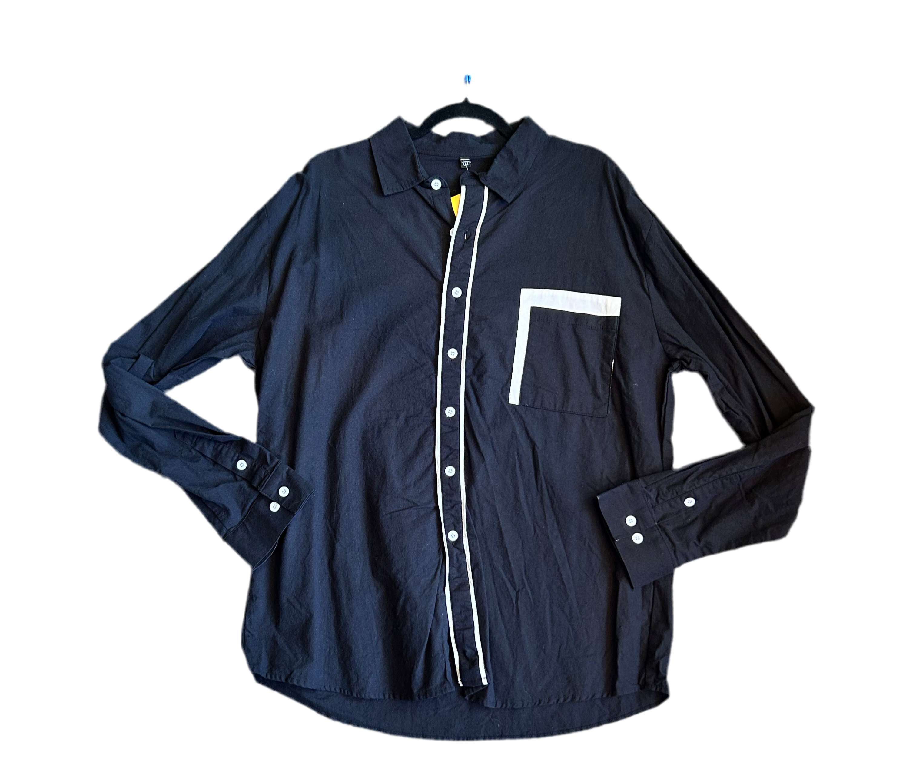 2X Black & White Colorblock Button Up