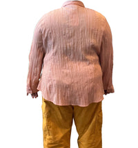 3X Ashley Stewart Peach Crinkle Long Sleeve Button Up