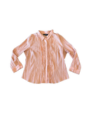 3X Ashley Stewart Peach Crinkle Long Sleeve Button Up