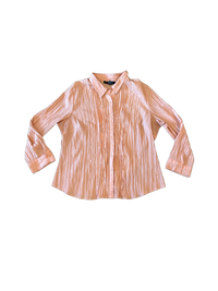 3X Ashley Stewart Peach Crinkle Long Sleeve Button Up