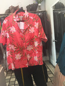 3X Jamaica bay coral tropical short sleeve button up