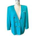 2X Teal Double Breasted Blazer