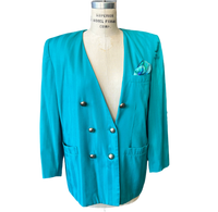 2X Teal Double Breasted Blazer