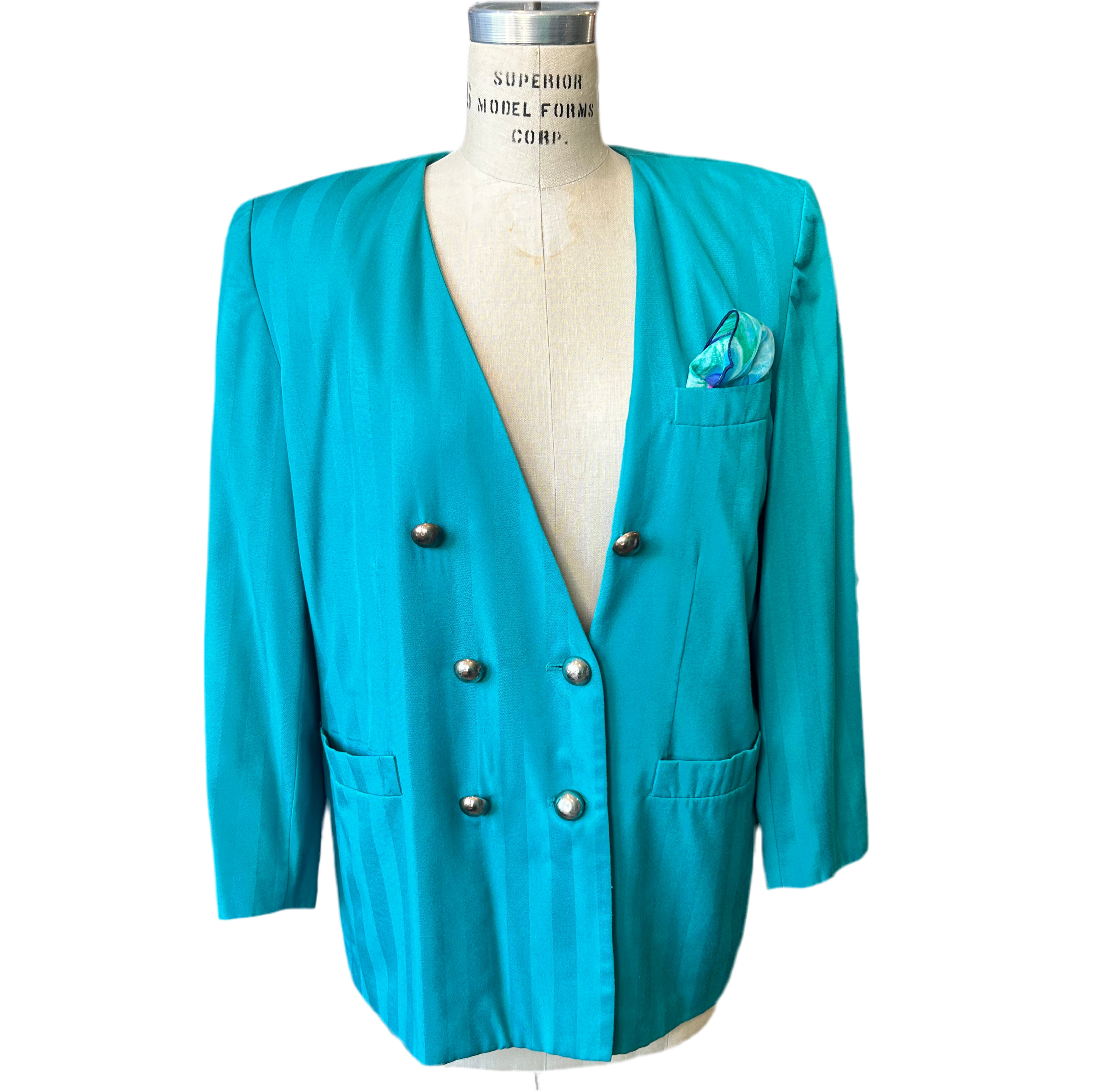 2X Teal Double Breasted Blazer