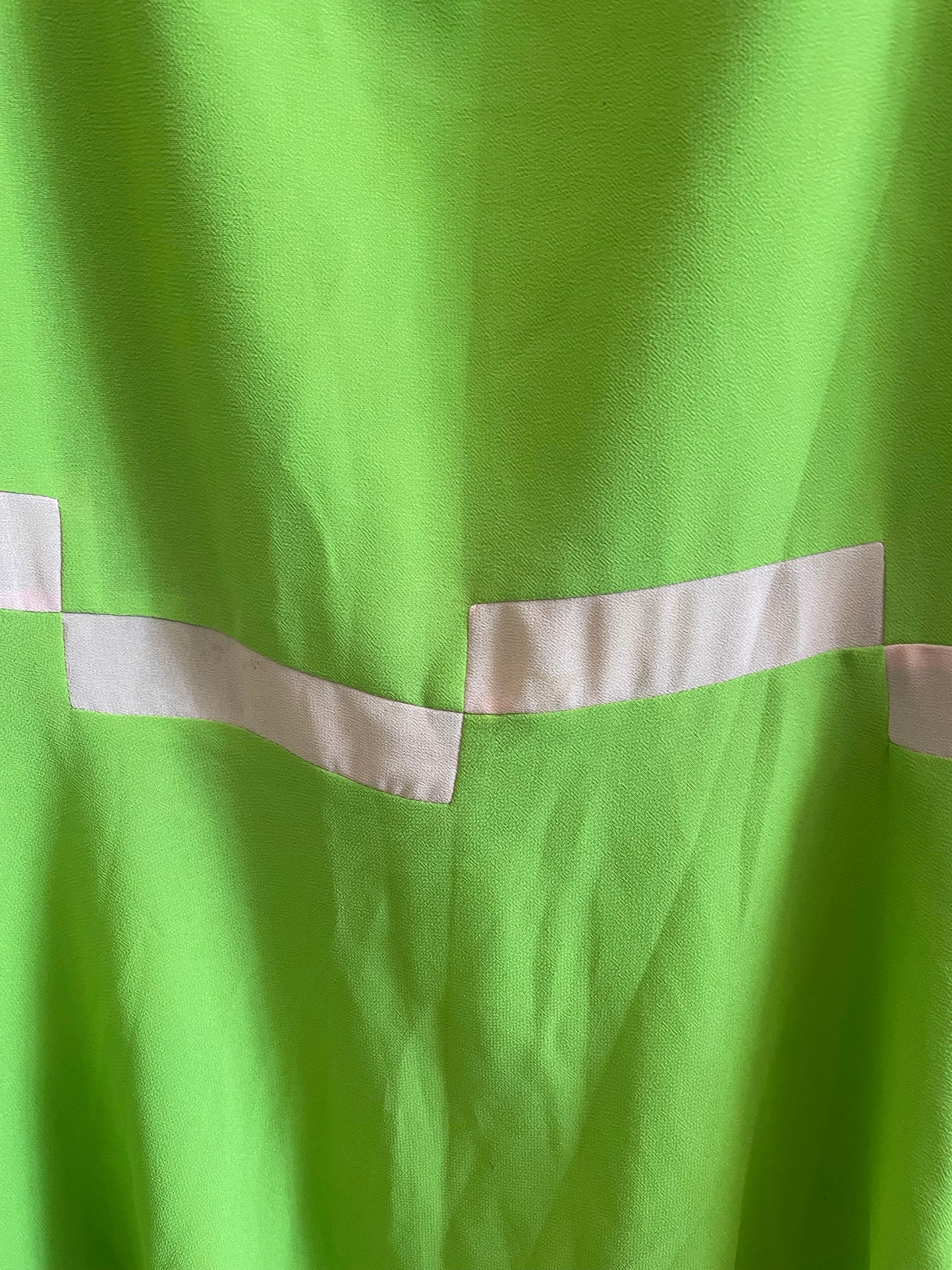 Lime Green Tulip Midi Skirt w/ Pink Block Detail