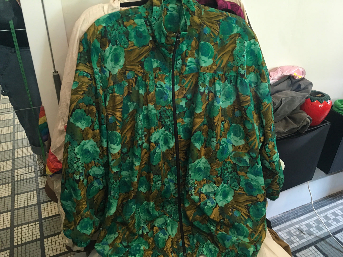 Green Floral Print Windbreaker