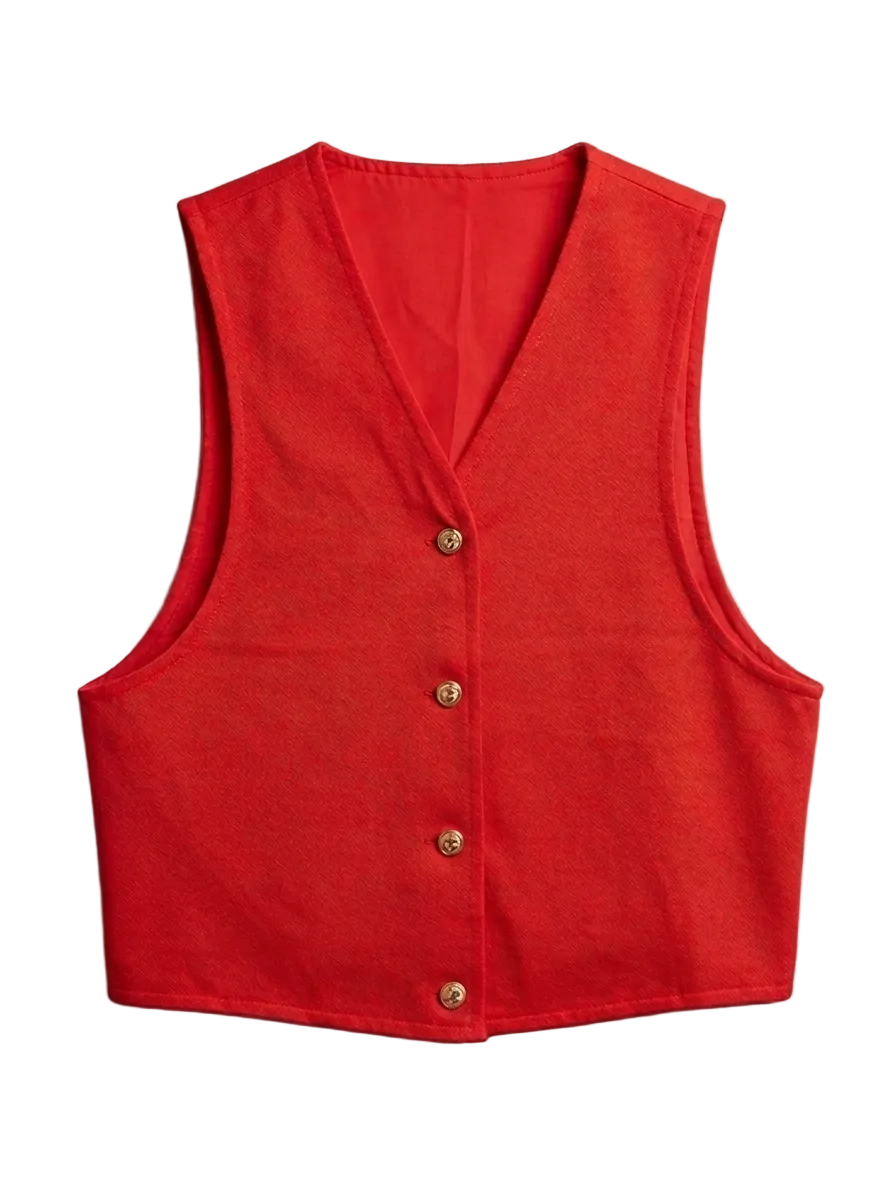 Red Vest With Anchor Buttons