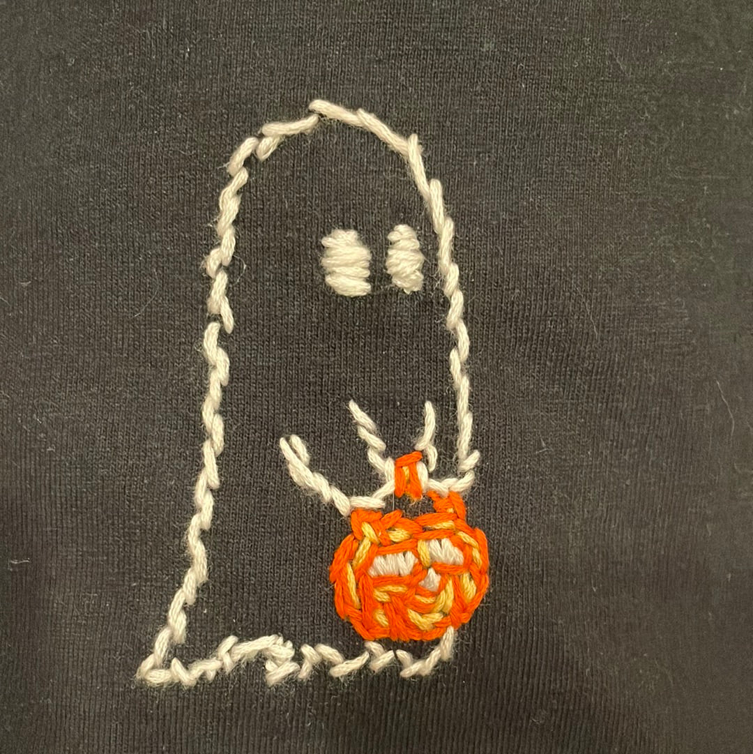 4X Hand Embroidered Ghost w/ Pumpkin