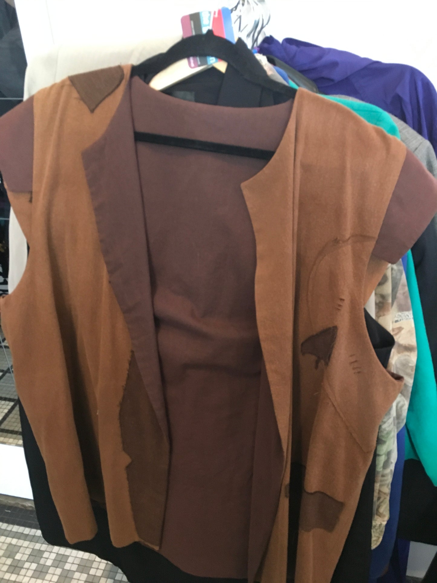 Brown Patchwork Vest