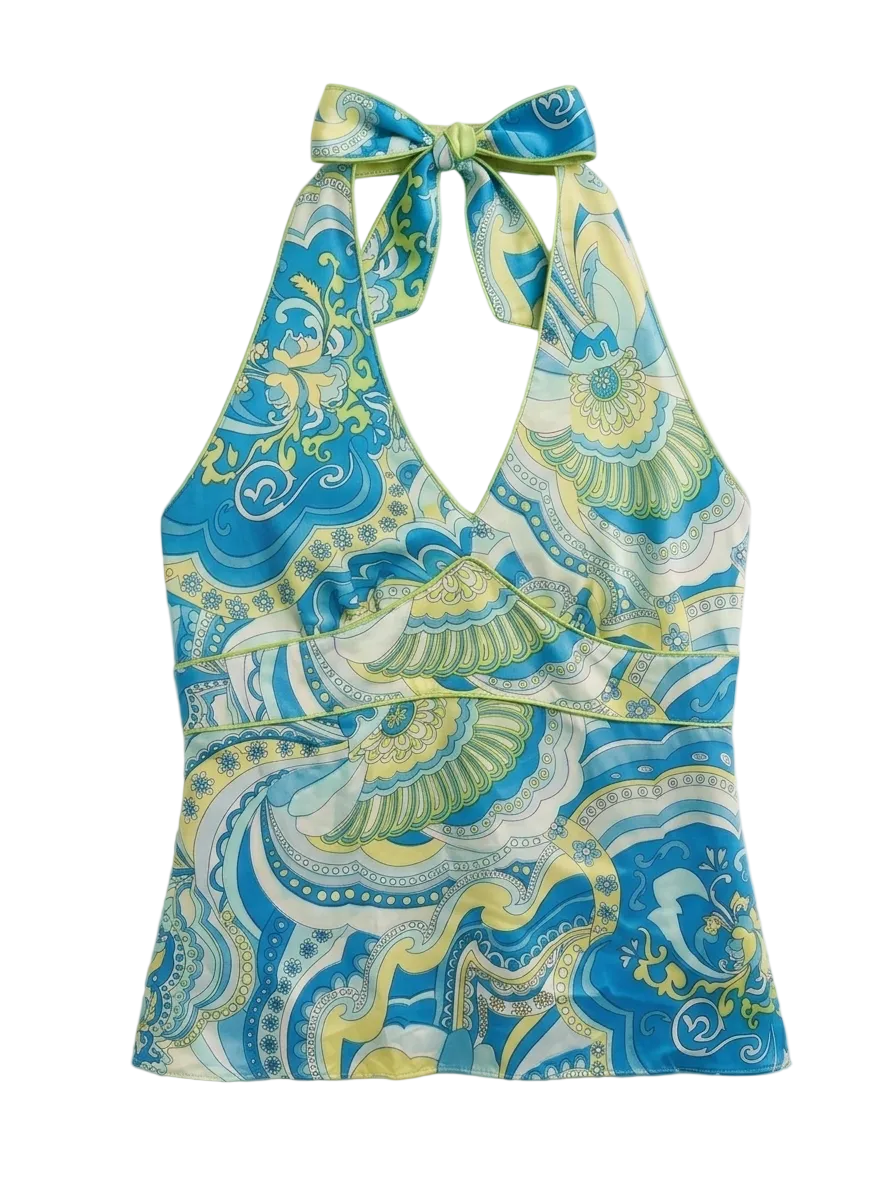 Blue Paisley Halter Top