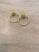 Gold half moon hoop posts