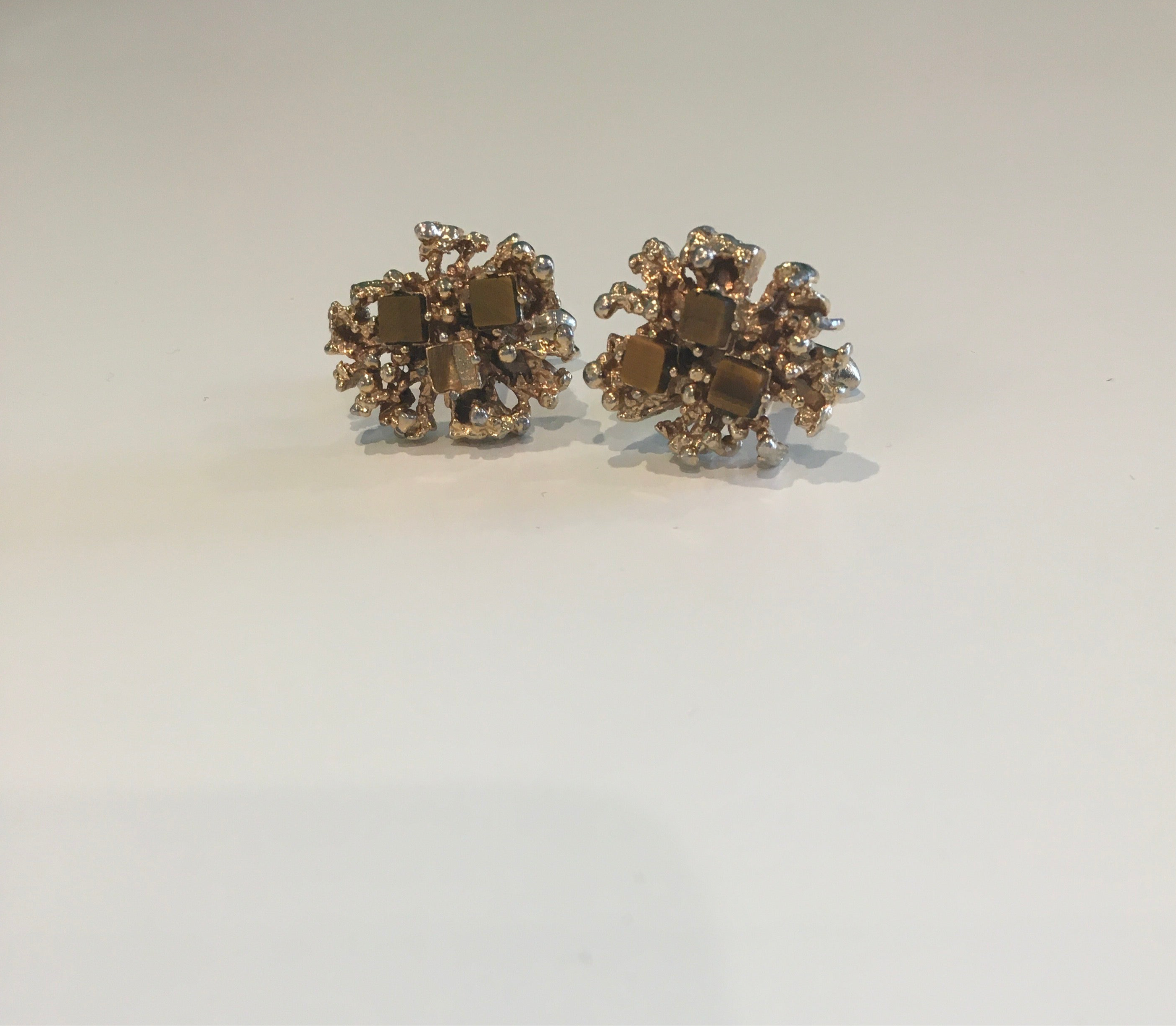 Gold Tiger Eye Cuff Links