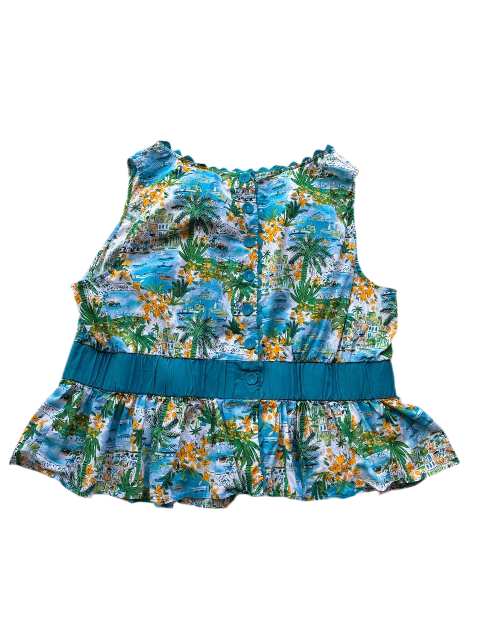 Unique Vintage Vacation Print Peplum Tank