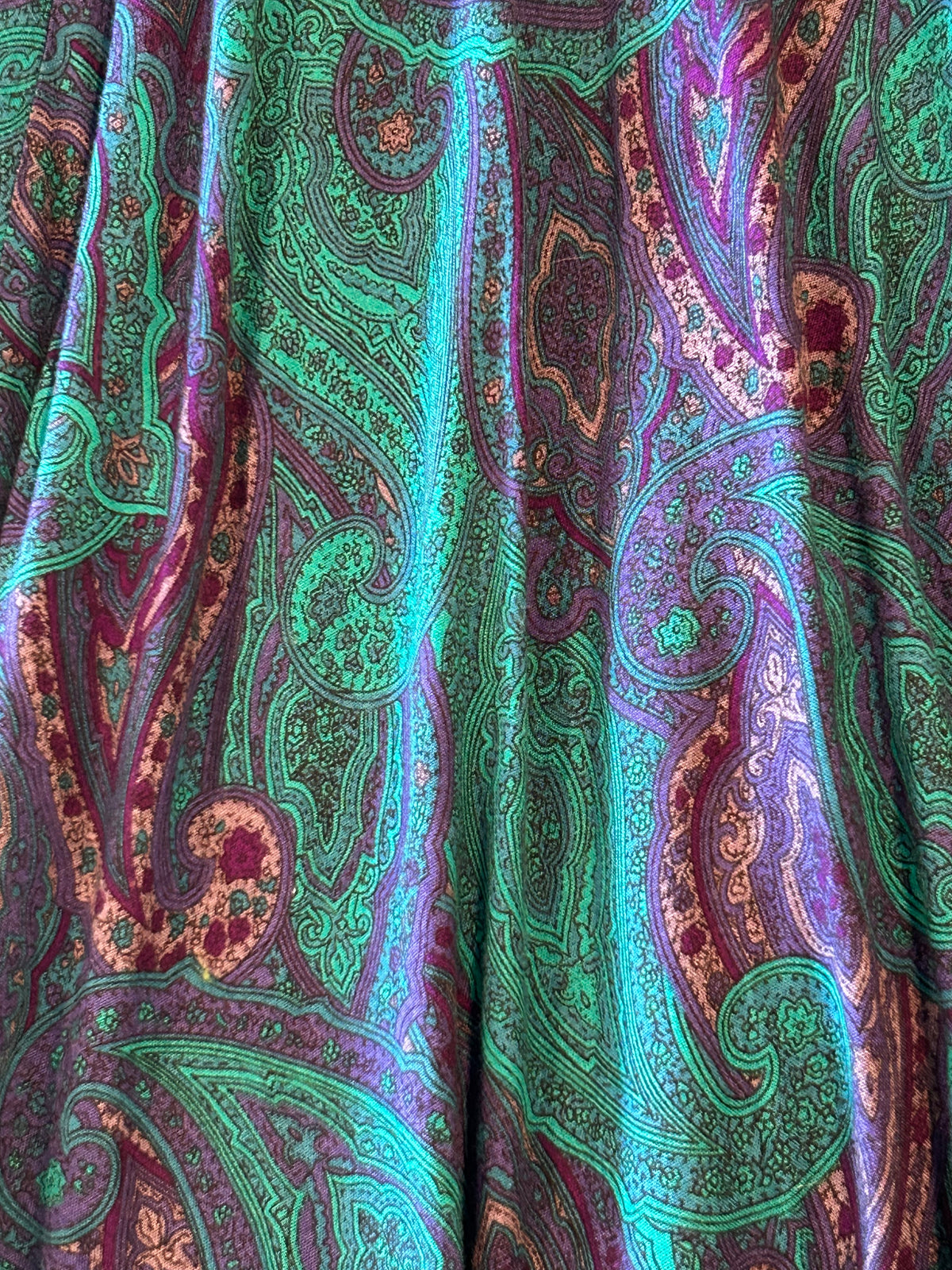 Teal Paisley Print Skirt