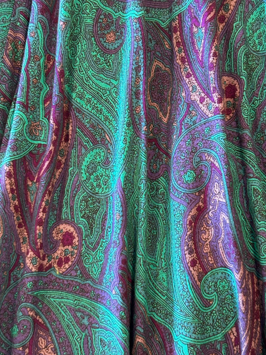 Teal Paisley Print Skirt