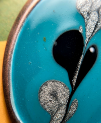 Teal Abstract Oval Earrings