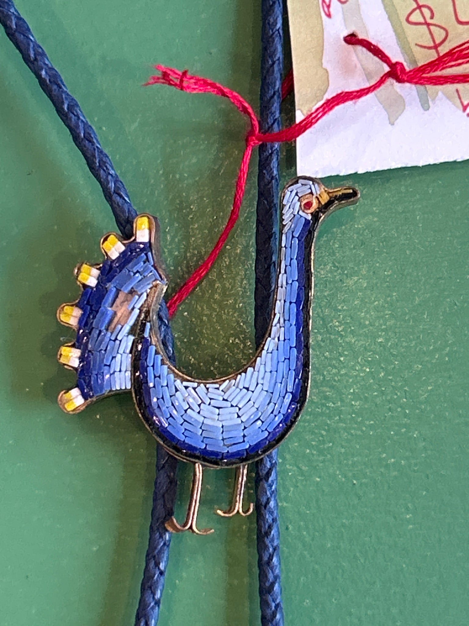 Handmade Mosaic Peacock Bolo Tie