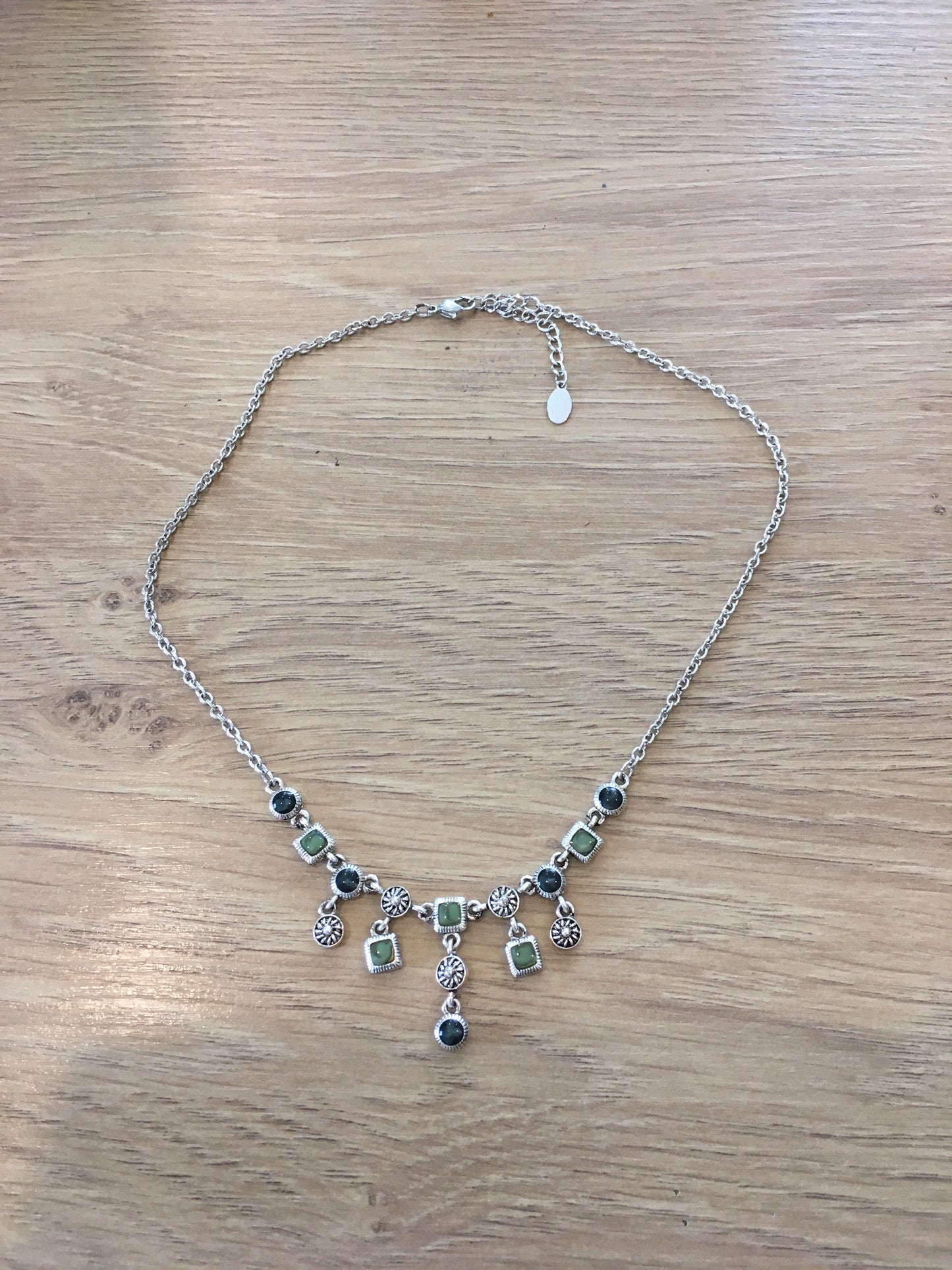 Silver & stone choker necklace