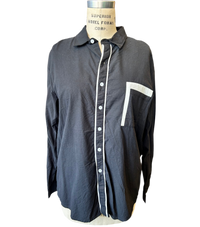 2X Black & White Colorblock Button Up
