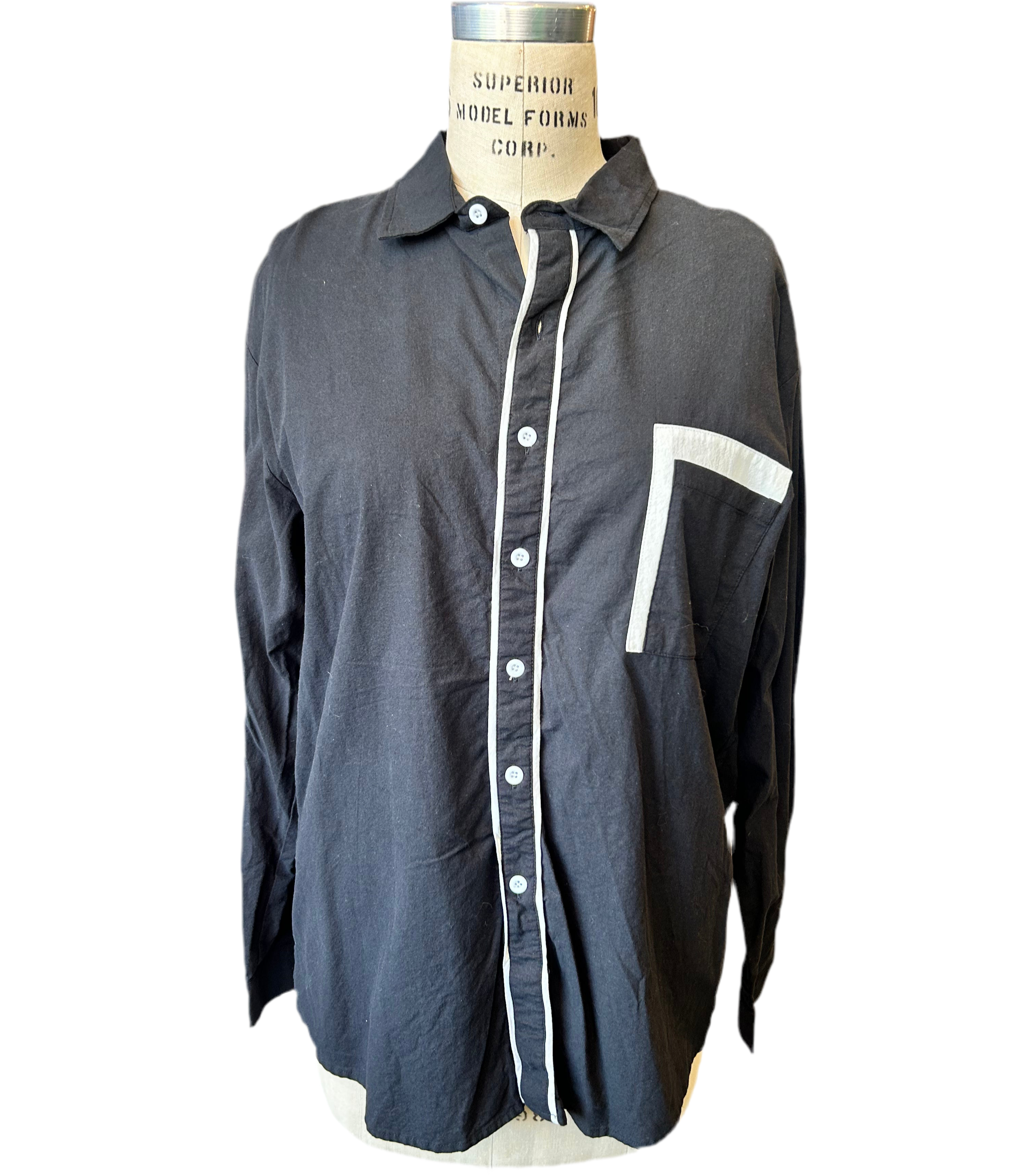 2X Black & White Colorblock Button Up