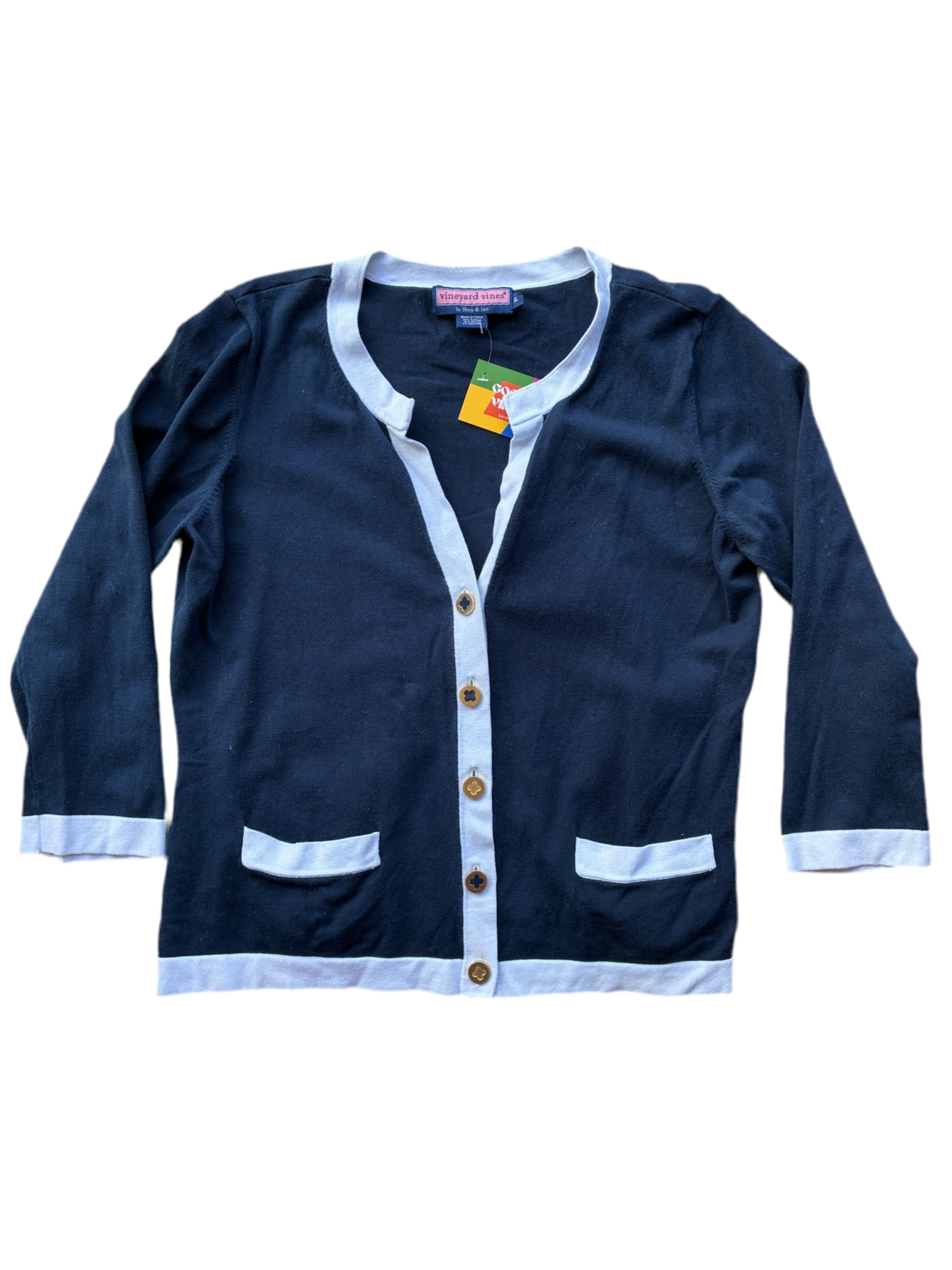 Vineyard Vines Navy & White Cardigan