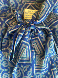 XL Country Sophisticates Blue Pussybow Blouse