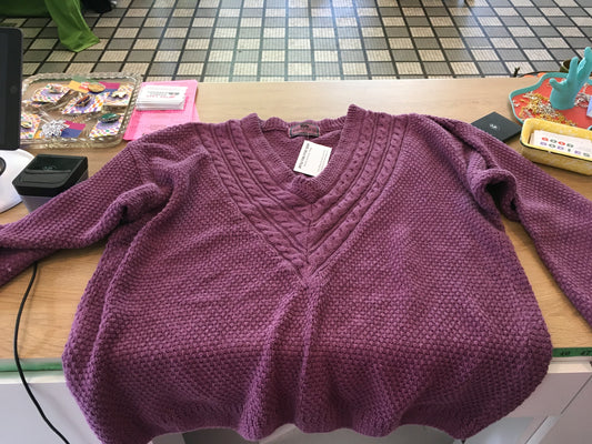 Purple Concrete Mix V-neck Sweater