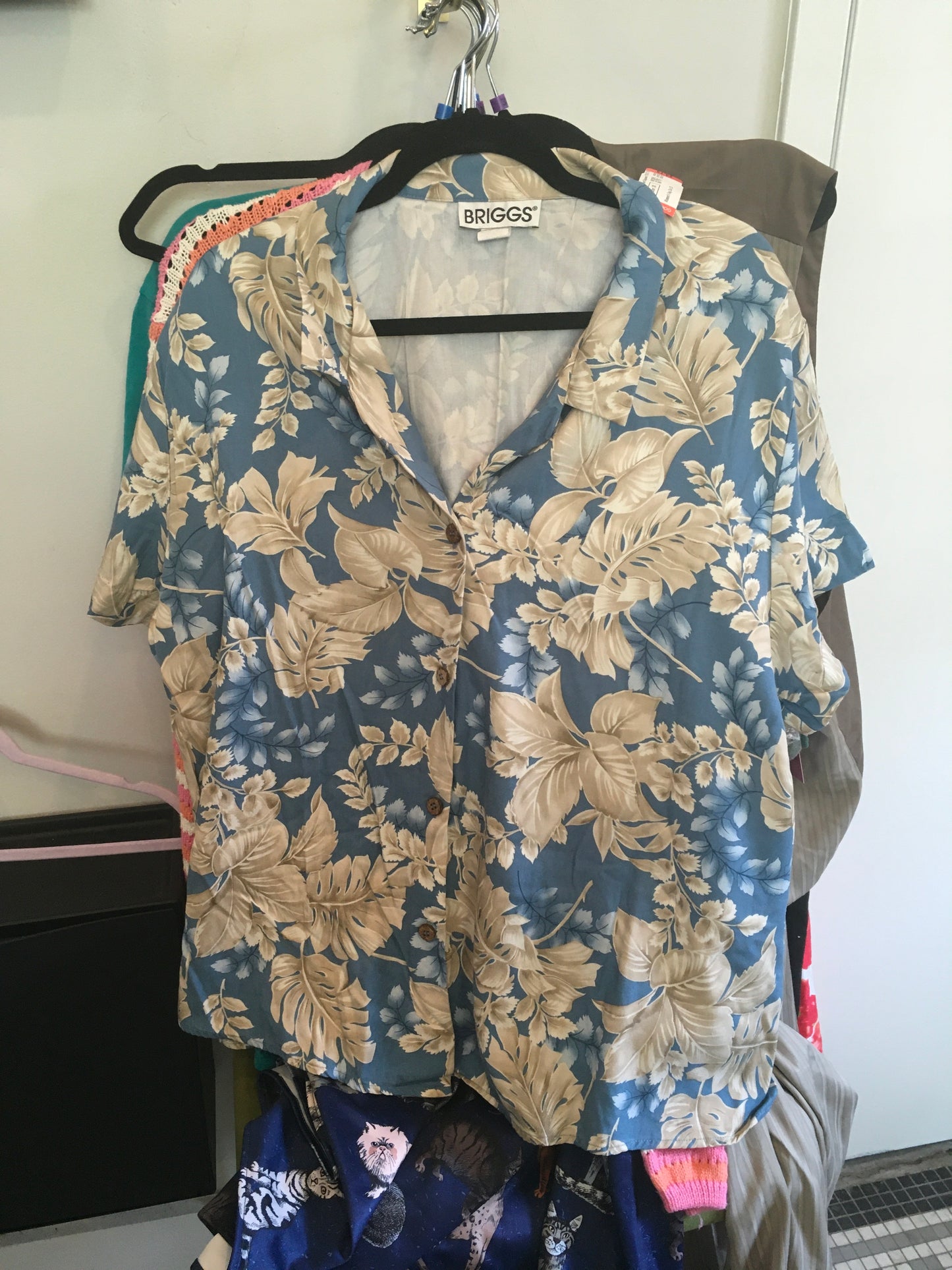 Briggs Blue Floral Short Sleeve Button Up