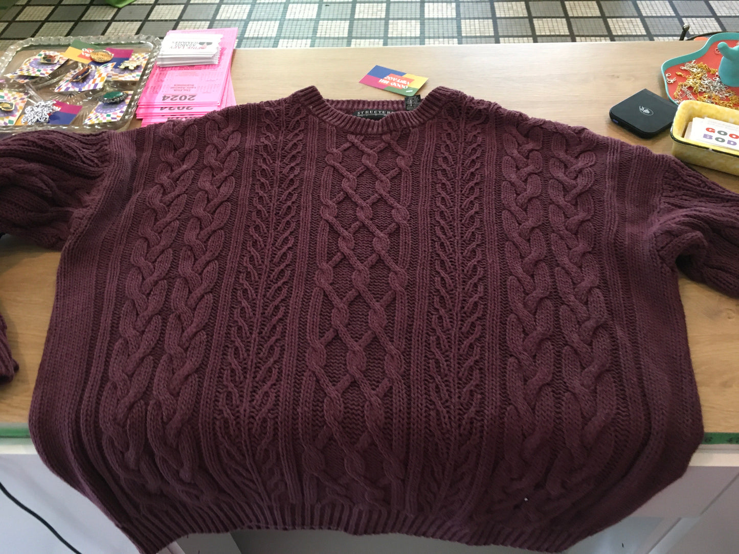 Purple Structure Cable Knit Sweater